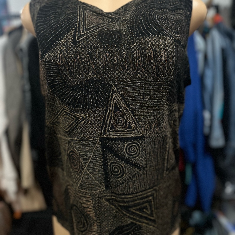 Elegant Black and Gold Patterned Women's Top